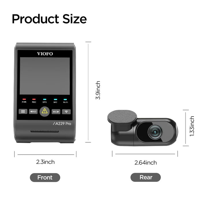 VIOFO A229 Pro 2CH 4K + 2K HDR Dual Dash Cam