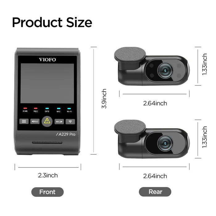 VIOFO A229 PRO 3CH 4K + 2K + 1080P HDR Triple Dash Cam