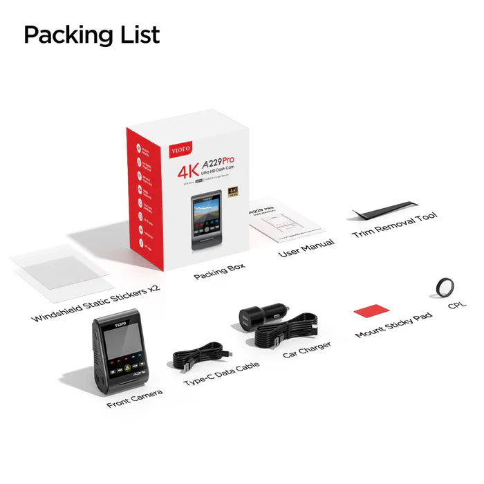 VIOFO A229 Pro 1CH 4K HDR Dash Cam
