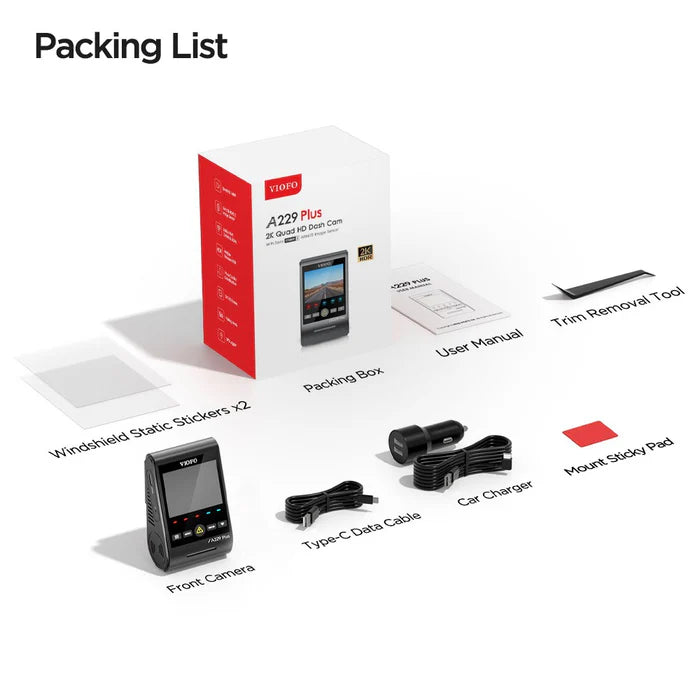 VIOFO A229 Plus 1CH 2K HDR Dash Cam