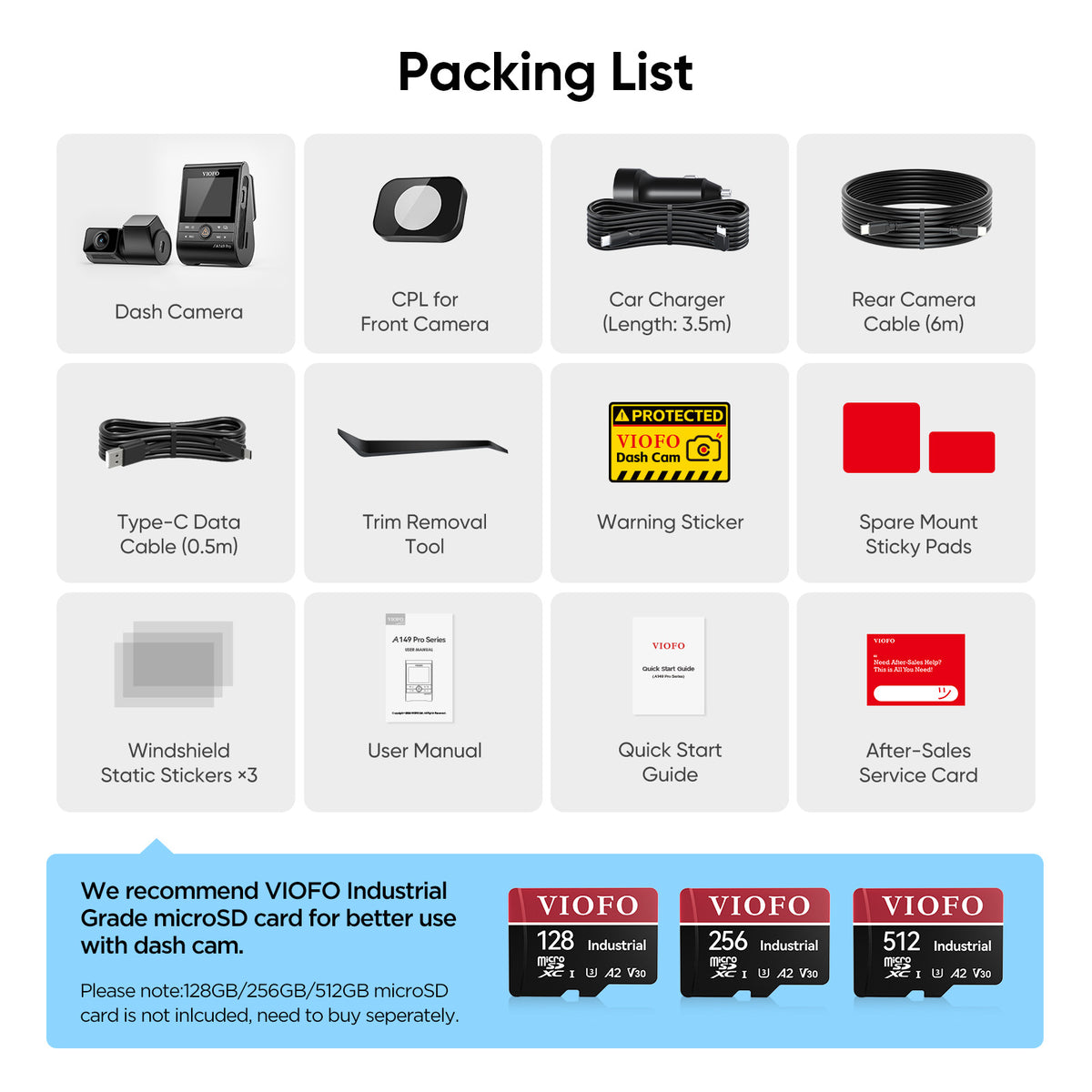 VIOFO A149 Pro Duo 4K Front + 1080P Rear Dash Cam Sony STARVIS 2
