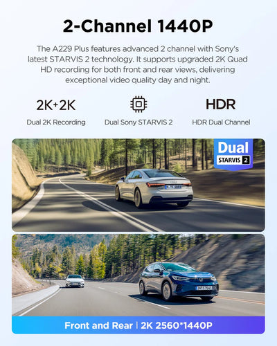 VIOFO A229 Plus 2CH 2K + 2K HDR Dual Dash Cam