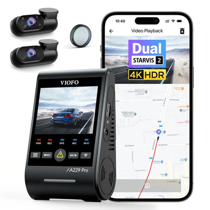 VIOFO A229 PRO 3CH 4K + 2K + 1080P HDR Triple Dash Cam