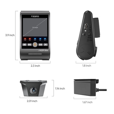 VIOFO A229 Ultra-W 2CH 4K Front+4K Waterproof Rear Camera